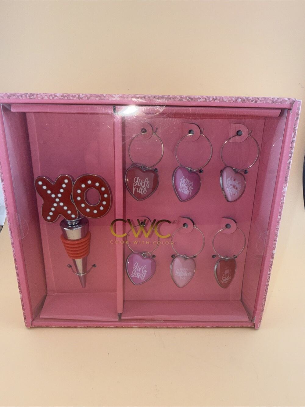 CWC Wine Glass Charms & Bottle Stopper Set Galentine's Day Showers Bridal